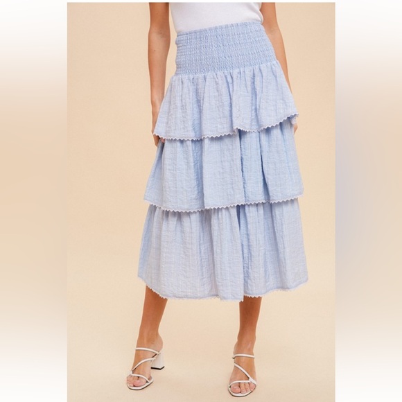 Hem & Thread Light Blue Tiered Maxi Skirt - Picture 5 of 5